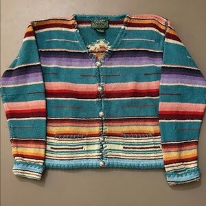 Incredible RARE Ralph Lauren Country VINTAGE cotton cardigan Southwest fits S M